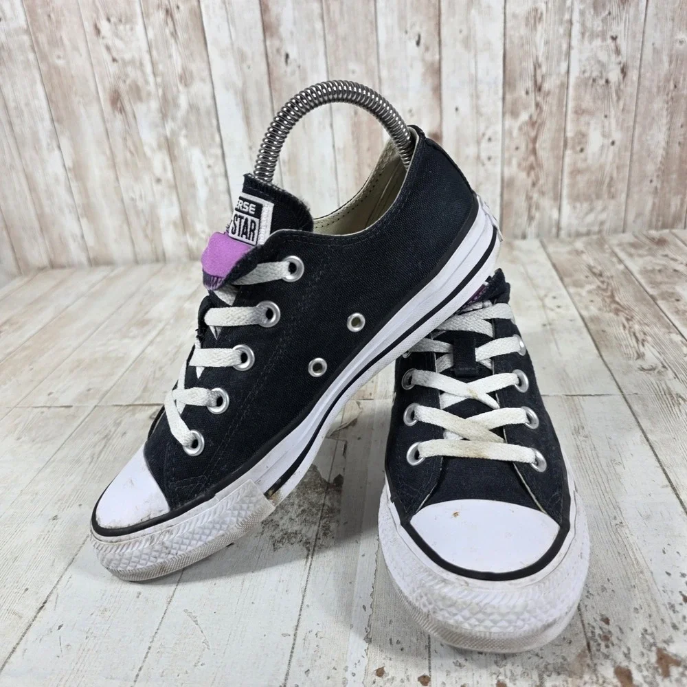 Converse Chuck Taylor All Star Double Tongue Black Purple Sneakers Womens 6